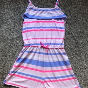 Striped Pink and Blue Kids Romper